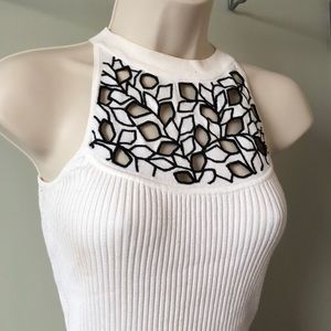 White House Black Market Halter Embroidered Top